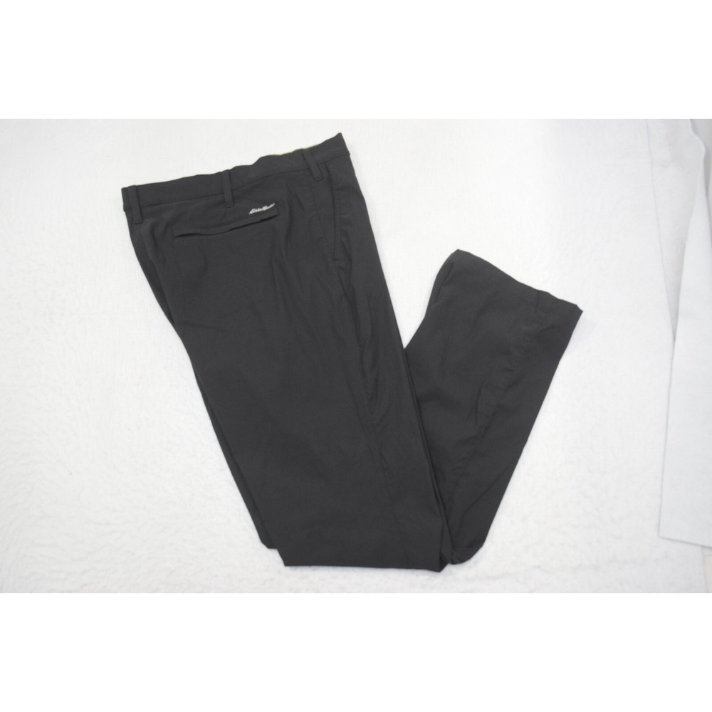 Eddie Bauer Hiking Pants Black Nylon Stretch Wicking Flat Front Men Size 40 x 32